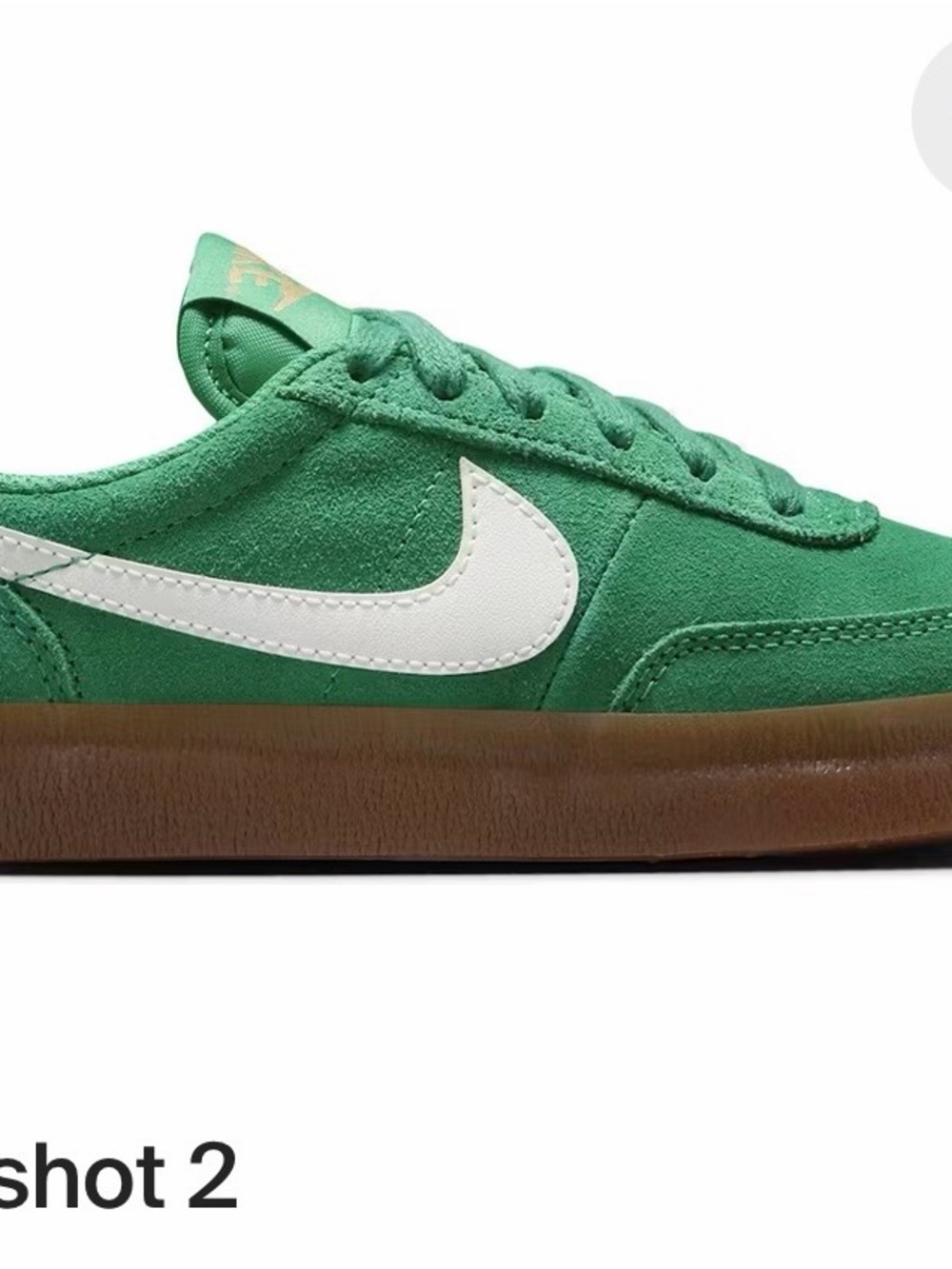 Nike Kids' Green Suede Sneaker with White Swoosh and Gum Sole